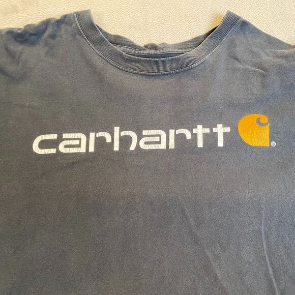 Carhartt Mens Shirt 2XL Tall Long Sleeve Black Logo Cotton Casual with Flaws - Picture 7 of 12